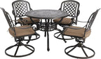 5-Piece Cast Aluminum Outdoor Patio Dining Set, All Weather Cast Aluminum by Sumshadow