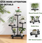 Plant Stand with Wheels 3 Tier Metal Plant Holder Corner Flower Shelf - Image 4
