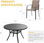 VICLLAX Patio Dining Set for 6, Outdoor Furniture Set Includes 47.2" Round - Image 2