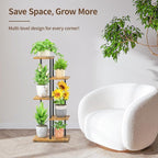 LASZOLA Black 4 Tiered Wood Plant Stand Indoor - Image 7