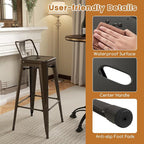 Giantex Metal Bar Stools Set of 4, Rubber Feet, Industrial Stackable Barstools - Image 4