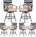 PHI VILLA Outdoor Swivel Bar Stools Set of 6，Patio Counter Height Bar Chairs by PHIVILLAThepioneerofcomfortablehouseholdsupplies