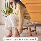 Foot Stool, Bamboo Small Sofa Foot Rest Under Desk, Extra Seating - Image 6