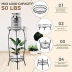 Plant Stand Indoor Outdoor，Tall Black Metal Rustproof Stable Plant Stands，2 - Image 3