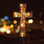 Solar Cross Garden Stake Lights 38inch Metal Outdoor Waterproof Memorial Garden by HUYIENO