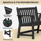 Ciokea 48" Outdoor Bench Set of 2, HDPE Weatherproof Garden Bench, 2-Person - Image 4