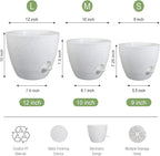 Large Self Watering Pots, 12/10/9 Plastic Planters - Image 2