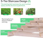 VIVOSUN 5-Tier Wooden Raised Garden Bed, Outdoor Wood Planter Box - Image 4