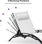 PURPLE LEAF Patio Chaise Lounge Set of 3 Outdoor Lounge Chair Beach Pool - Image 4