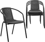 VINGLI PE Rattan Outdoor Dining Chairs Set of 4, Plastic Stackable Patio Chairs by VINGLI