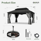 Aoxun 12'x16' Hardtop Gazebo, Aluminum Frame Canopy - Image 7