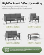 Aluminum Outdoor Patio Couch Loveseat, HDPE Rope Patio Sofa - Image 2