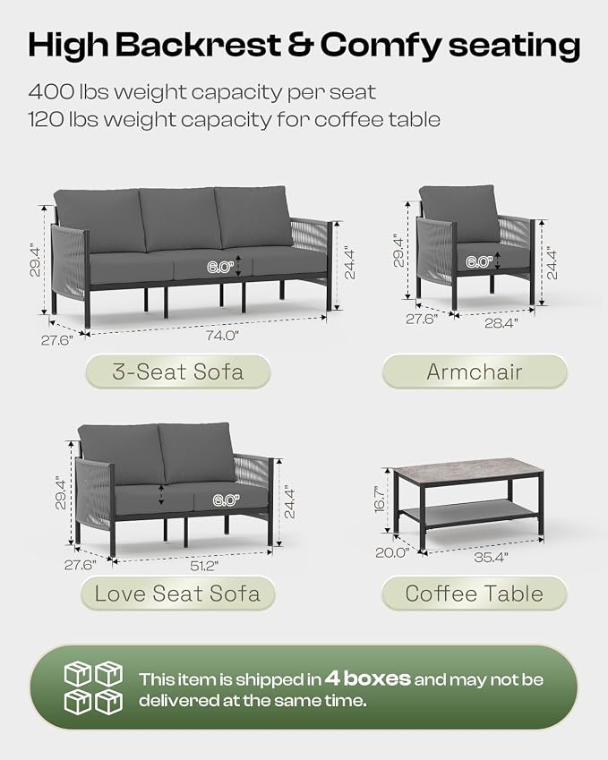 Aluminum Outdoor Patio Furniture Set - Image 7