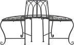 SAFAVIEH Outdoor Collection Abia Victorian Antique Black Semicircle Tree Bench - Image 5