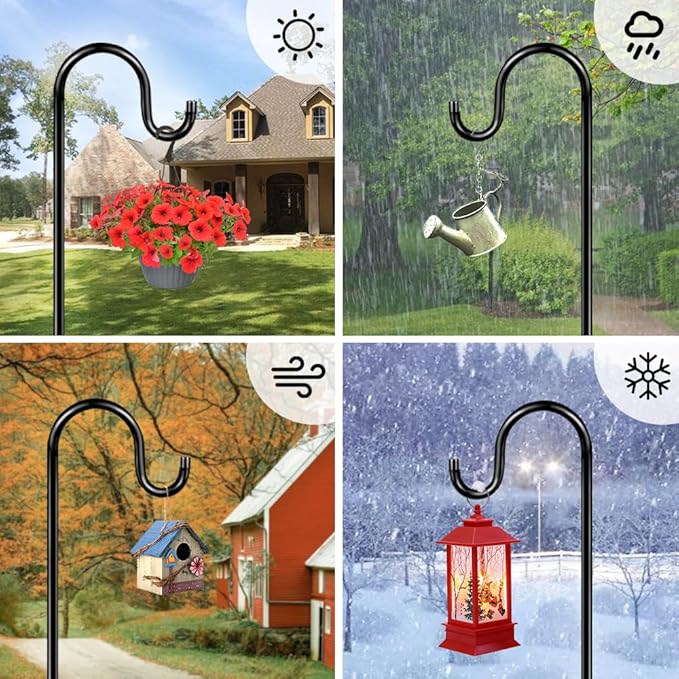 60" Shepherds Hooks for Outdoor, Heavy Duty Bird Feeder Pole for Hummingbird - Image 6
