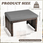2 Pcs Patio Rattan Ottomans Outdoor Wicker Ottomans Patio Footstool Footrest - Image 2