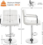 Yaheetech Bar Stools, PU Leather Adjustable Swivel Barstools, Hydraulic Kitchen - Image 3