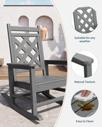 GarveeLife Outdoor Rocking Chair Set of 4, HDPE Weather Resistant Patio Rocking - Image 3