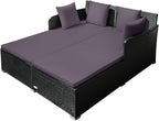 Outdoor Rattan Daybed, Patio Loveseat Sofa Set w/Comfortable Cushions, Extra by Unknown