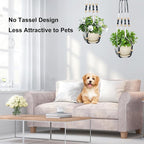 Macrame Plant Hanger with Pot, 3 Set Hanging Planters - Image 6