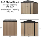 Greesum 8×6FT Outdoor Storage Shed, Metal Patio Storaged Sheds - Image 3