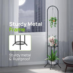 2-tier Hanging Plant Stand Plant Hanger Indoor Outdoor Corner Plant Stands - Image 4