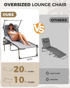 KingCamp Oversized Padded Chase Lounge Chairs, Extra-Wide Folding Tanning Chair - Image 3