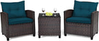 Tangkula 3 Pieces Patio Furniture Set, PE Rattan Wicker 3 Pcs Outdoor Sofa Set by TANGKULA