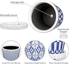 Small Ceramic Pots for Plants, 4.7 inch Blue and White Plant Pot Indoor - Image 2