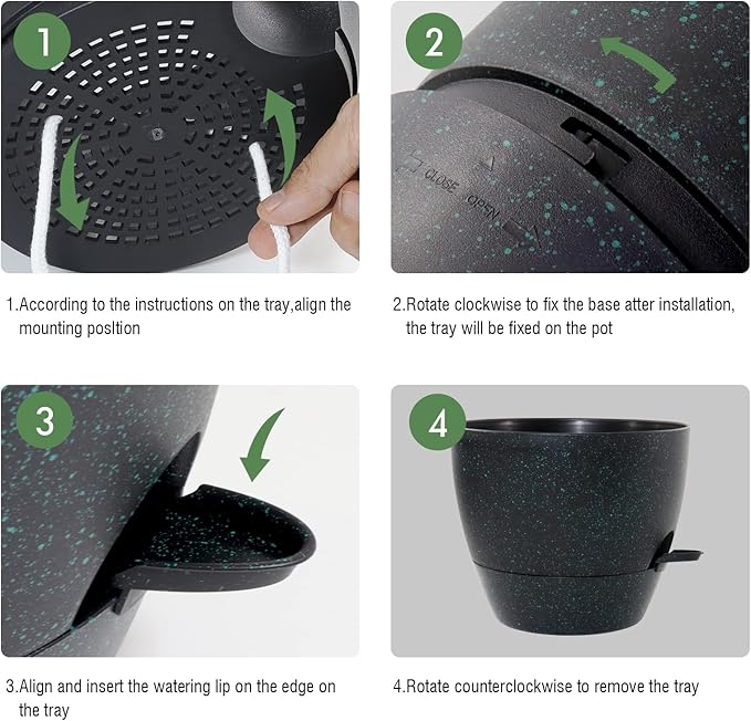 12inch 2Pack Large Self Watering Planters, Plastic Plant Pots - Image 4