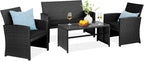 Best Choice Products 4-Piece Outdoor Wicker Patio Conversation Furniture Set by BestChoiceProducts