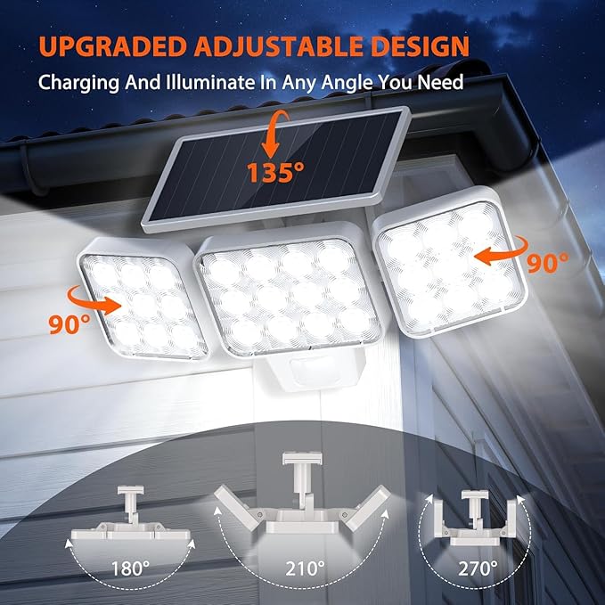 WdtPro Solar Lights Outdoor Motion Sensor, 3500LM Bright Solar Flood Lights - Image 3