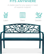 Best Choice Products Outdoor Bench Steel Garden Patio Porch Furniture - Image 3