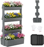 SUNYRISY 4 Tiers Vertical Raised Garden Bed Outdoor Planter Tower, Wooden by SUNYRISY