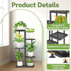 iDavosic.ly Plant Stand Indoor Outdoor, 4-Tier Tall Metal Flower Shelf - Image 2