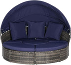 Merax 5 Pieces Outdoor Patio Round Daybed Furniture, All-Weather Wicker - Image 6