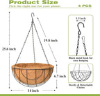 4 Pack 14 Inch Hanging Baskets for Plants Outdoor Metal Hanging Planter Hanging - Image 4