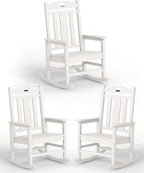 Ciokea Oversized Outdoor Rocking Chairs Set of 3, 380lbs Heavy-Duty Large Patio by CIOKEA