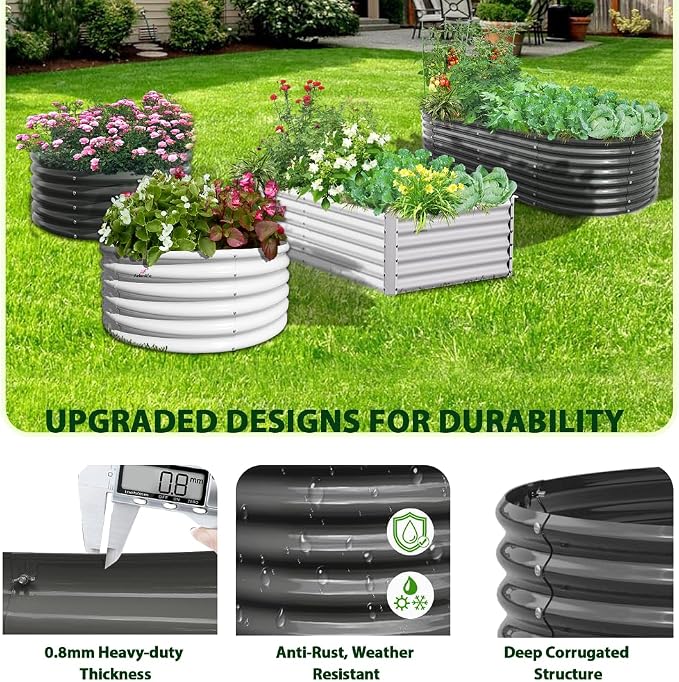 A ANLEOLIFE 8-Set 8X4X2 ft Galvanized Raised Garden Bed Kit, Oval Metal Deep - Image 4