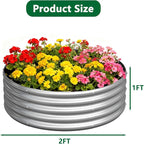 zizin 2 Pcs Round 2x2x1ft Raised Garden Bed Kit Metal Planter Box - Image 2