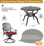 Cast Aluminum Outdoor Patio Dining Set, All Weather Outdoor Furniture Dining Set - Image 6