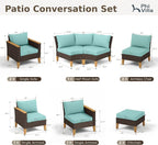 PHI VILLA 9-Piece Wicker Patio Furniture Set, Outdoor Half-Moon Curved - Image 2