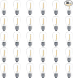 Meconard 30 Pack S14 Edison String Light Bulbs, 1 Watt Replacement Bulbs by Meconard