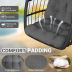 CHABATREE Egg Chair with Stand, Patio Rattan Wicker Hanging Swing Egg Chair - Image 2