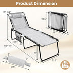 GYMAX Lounge Chairs for Outside, Extra High Folding Beach Tanning Lounger - Image 3