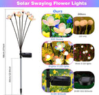 Solar Garden Lights, 2 Pack 12 LED Solar Swaying Flower Light, Waterproof - Image 2