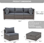 Vicluke 6 Pieces Patio Furniture Sets Outdoor Sectional Sofa Set Rattan Daybed - Image 2