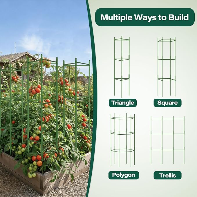 Halatool 63 Inch Tomato Cages, 4 Pack Adiustable Plant Cages Assembled Tomato - Image 5