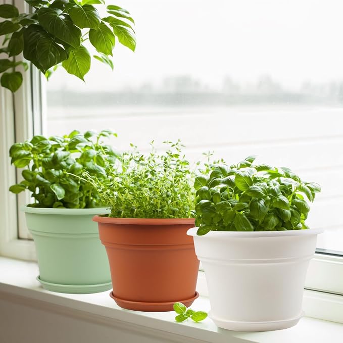 10 Inch Plastic-Flower-Pot-for-Indoor-Plants, 4 Pack Large Outdoor Planter Pot - Image 2