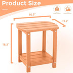 Adirondack Square Outdoor Side Table, 2-Tier Storage Patio Side Table, HDPE End - Image 3